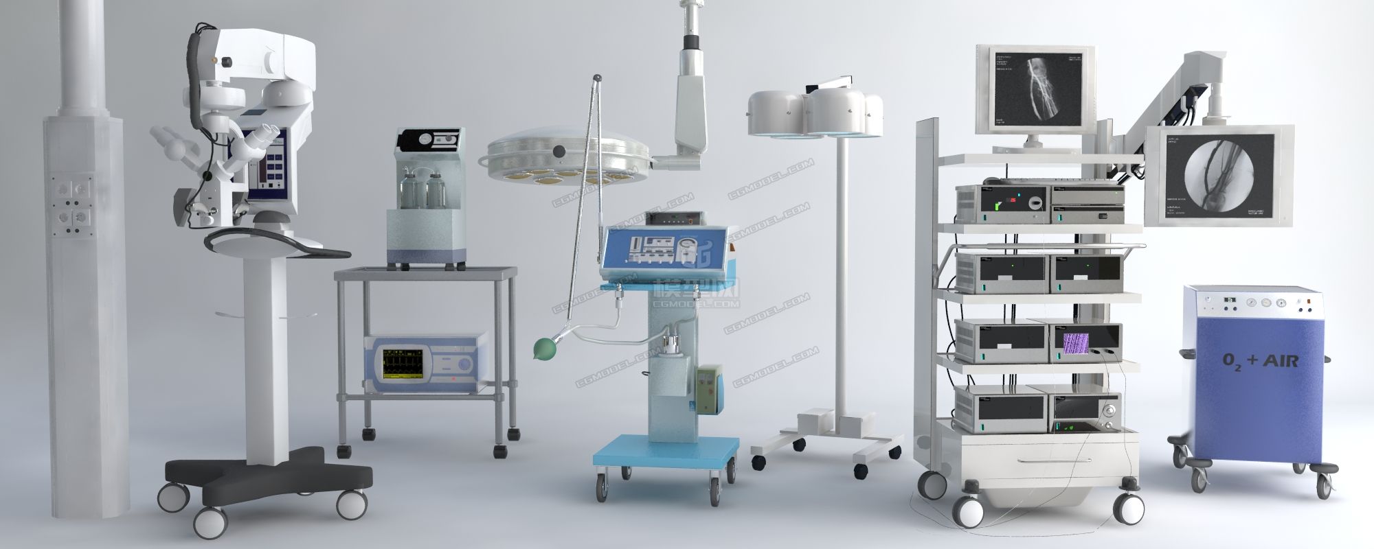 医疗设备 氧气机 无影灯 化验 彩超机 B超-CG模型网(cgmodel)-专注CG模型